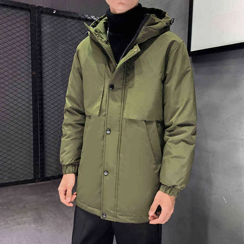 2022 Mäns Fashion Mid-Length Down Jacket Vinter Varm Fashion Slim Jacka Coat Asiatisk Storlek S-3XL G1108