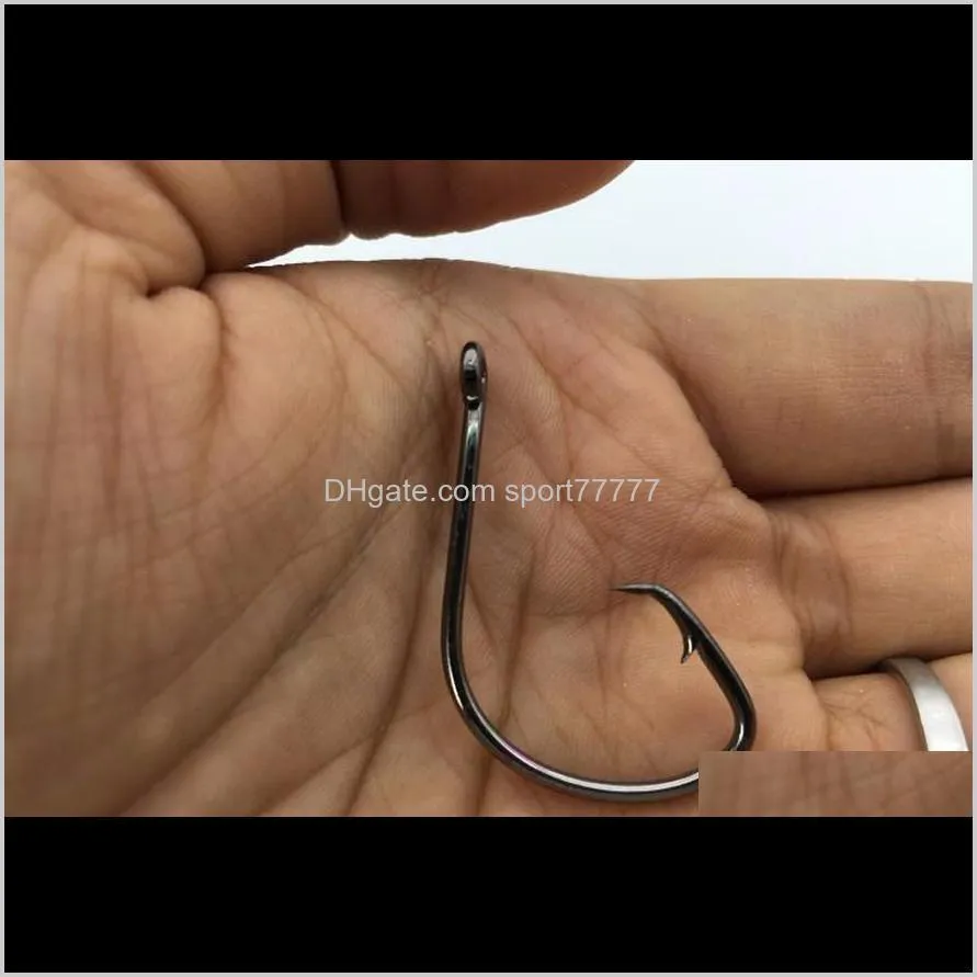 50pc 7381 fishing hooks black color octopus/circle sport circle fish hook jig big 1# 1/0# 2/0# 3/0# 4/0# 5/0# size bass