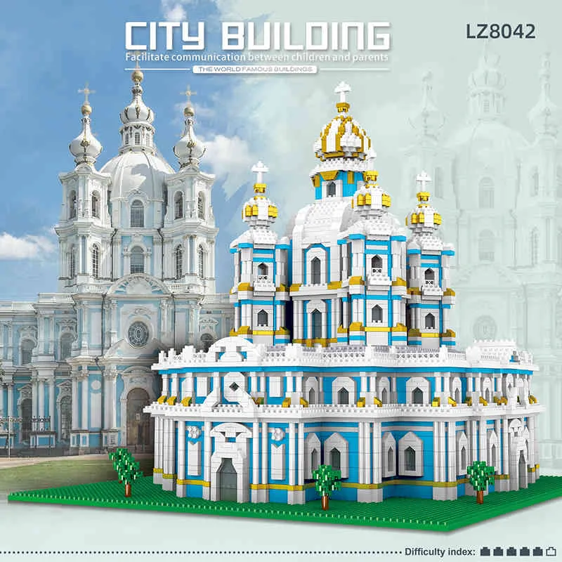 3737 pz Grande Smolny Chiesa 3D Blocchi di Costruzione di Modello FAI DA TE City Street View Assemblea di Collegamento Blocchi di Costruzione di Decompressione Giocattolo X0503