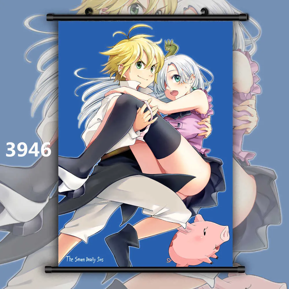 Anime-Poster Die sieben Todsünden Nanatsu No Taizai Meliodas X Elizabeth Leinwandgemälde Wanddekoration Wandkunst Bild Home Deco Y0927