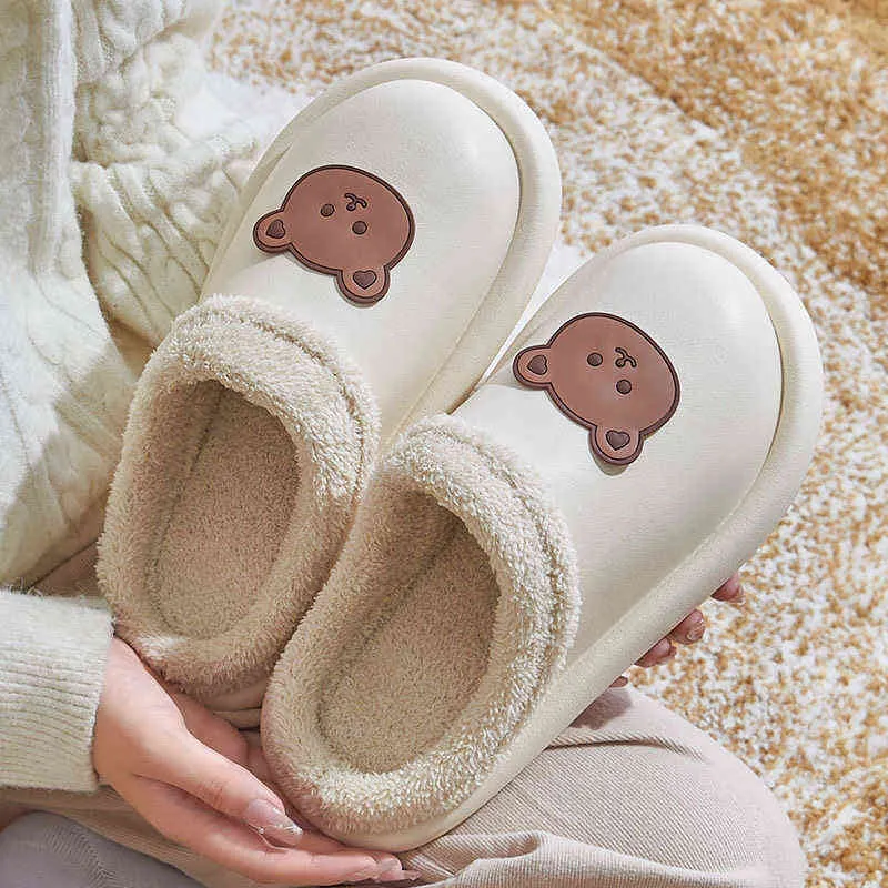 Bear Slipper's Winter Indoor Warm Fluffy Women Piattaforma EVA impermeabile Casual House of Sunny Kawaii Home 211229