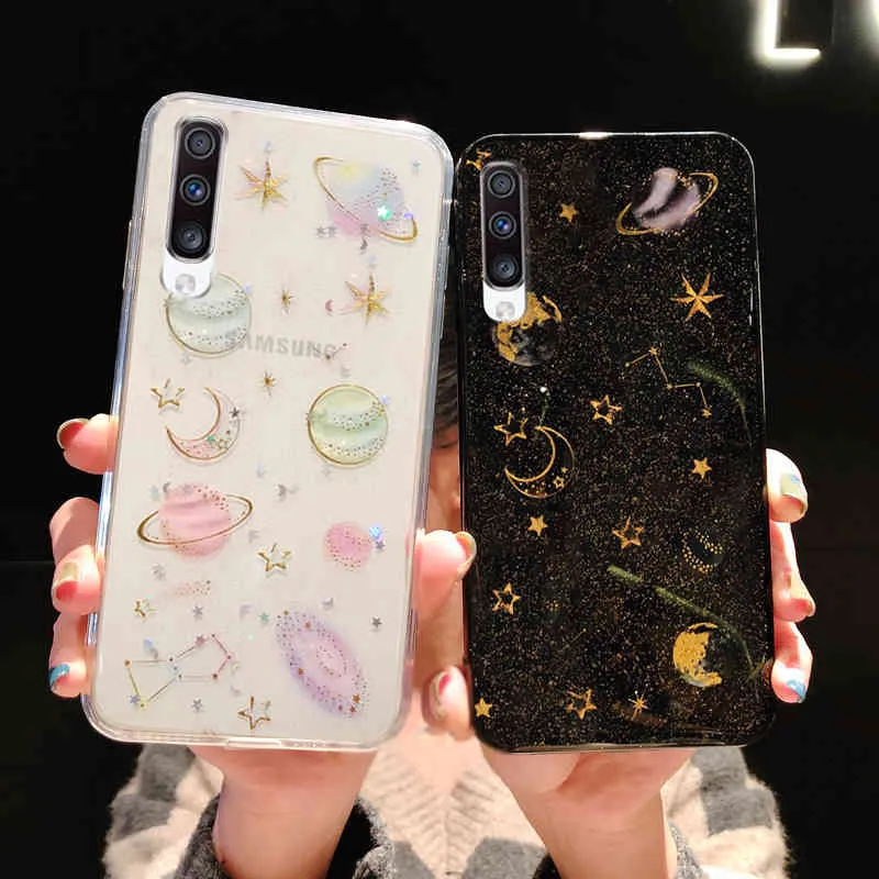 Cases For Samsung Galaxy Note 10 Plus S20 Ultra A70 A50 Glitter Planet Star Soft Cover for Samsung A80 A60 A50S A40 A30 A20E A10S