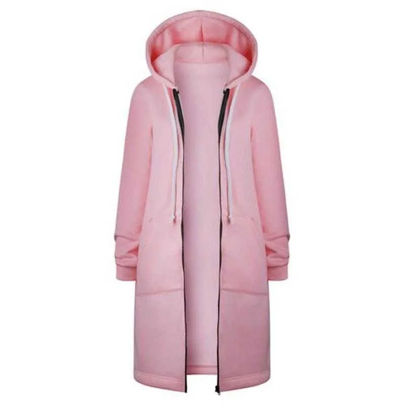 Womens 2021 Outono Zip de inverno moletom com capuz senhora manga comprida hoodie casual jumper casaco jaqueta jaqueta casaco mulheres windbreaker y0820