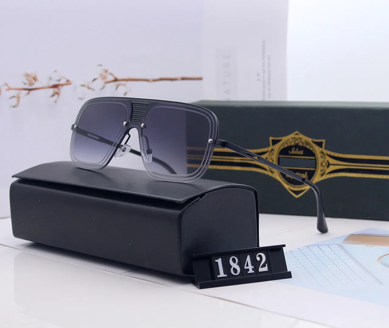 1842 Gafas de sol Moda Heren Dames Zonnebrillen Zonnebril UV400 BeschermingTop Calidad met doos case332L