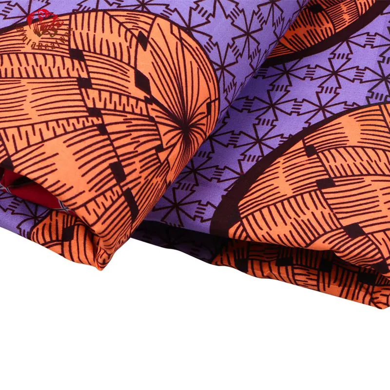 Bintarealwax vente en gros moins cher Polyester tissu fond violet femmes fête matériel Ankara Pachwork tissus FP6132