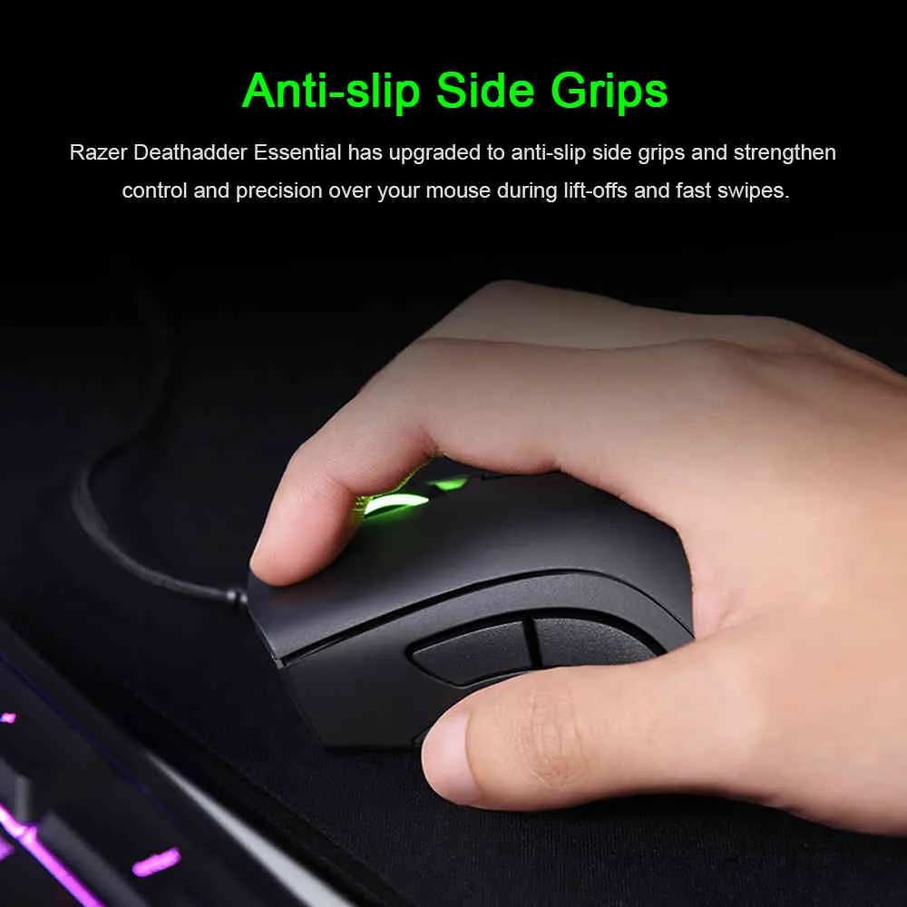 Razer DeathAdder Temel Kablolu Gaming Mouse Fareler 6400dpi OpticalSensor 5 Bağımsız Düğmeler Gamer