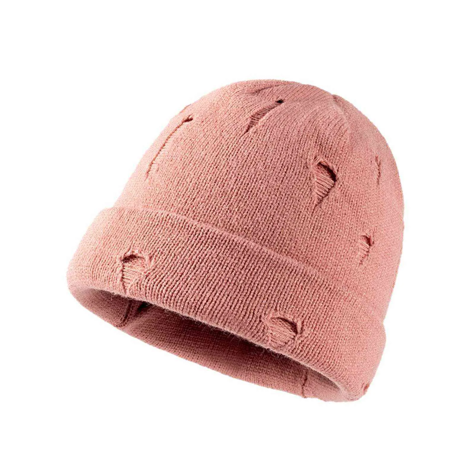 Unisex Fashion Casual Ripped Wollen Hoed Solid Warm Outdoor Gebreide Hoed Alle Match BreiGed Stretchy Design Cap Men Decor accessoire Y21111