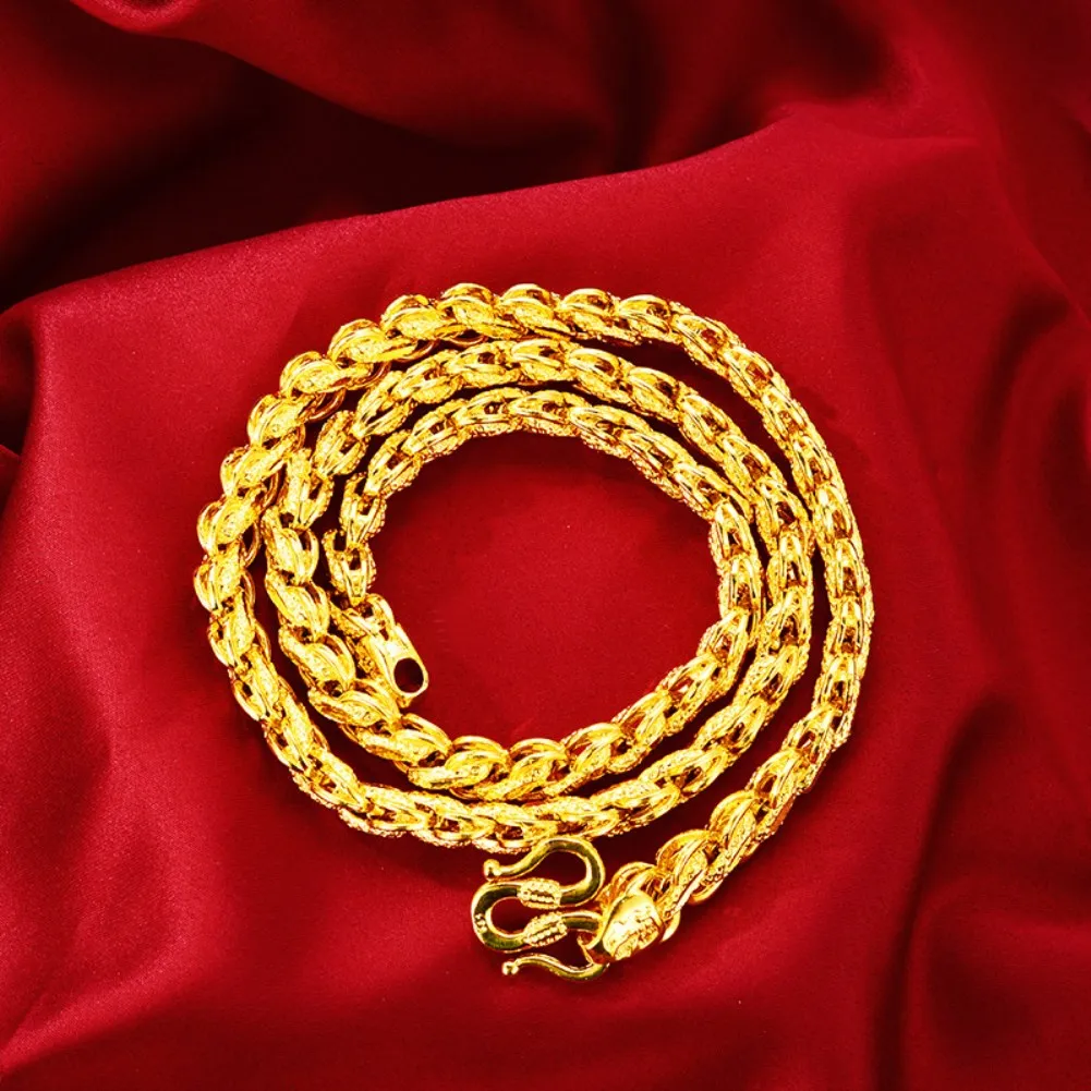 Schwere Herren-Thai-Kette des Segens, 24 Karat vergoldete Halskette, Ketten NJGN056, modisches Hochzeitsgeschenk, Herren-Gelbgold-Plattenkette n184i