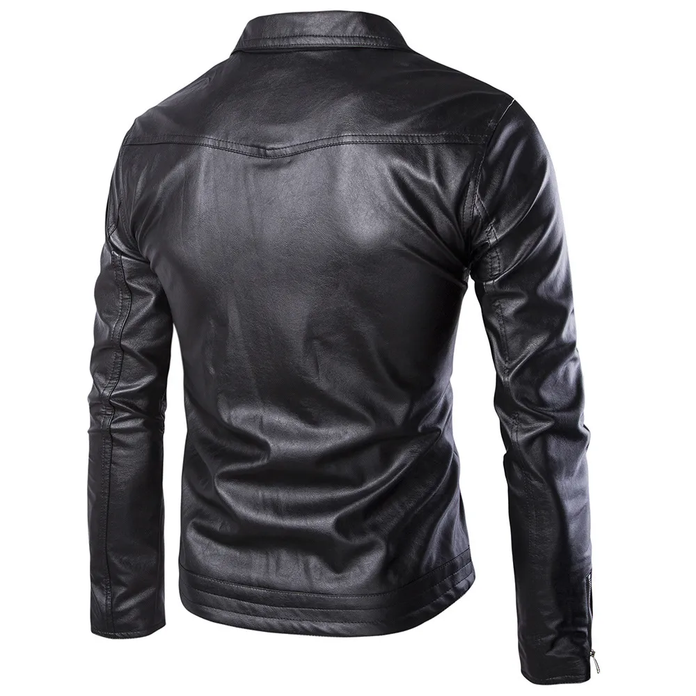 Classic Casual Mens Faux Leather Motorcycle Biker Jacket Autumn Winter PU Leather Jacket Men Mens Jackets and Coats Hombre 210524