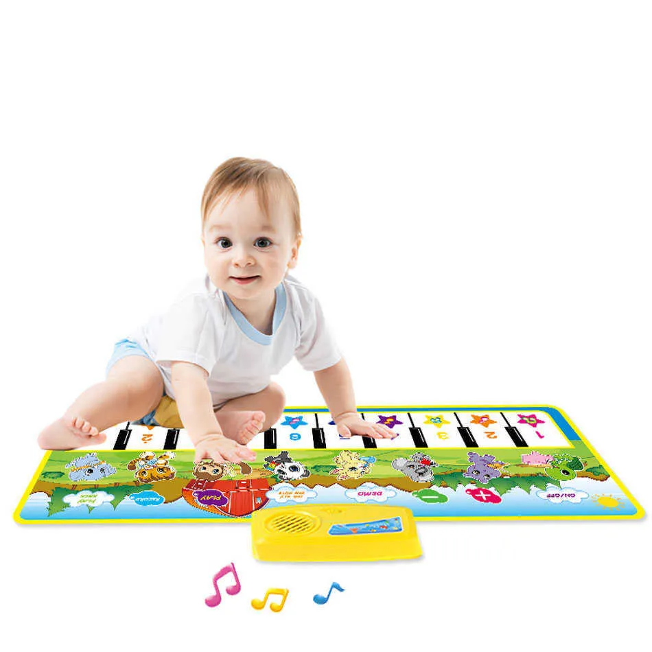 Baby Musical Spielzeug Kinder Große Pädagogische Klavier Spielmatte Kinder Oberfläche Aktivität Entwicklung Boden Teppich Geboren Krabbeln Teppiche 210724