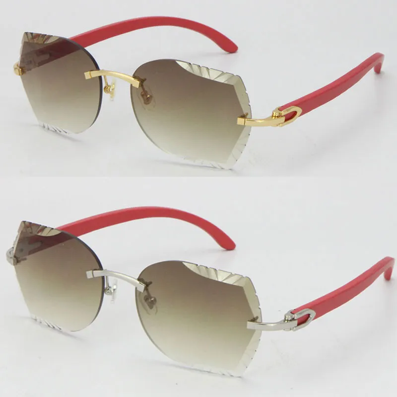 Sin montura Red Wood C Decoración Vintage Luxury Cat Eye Gafas de sol Forma cuadrada Cara Tallado Lente Gafas de conducción unisex Oro de 18 quilates met280Q