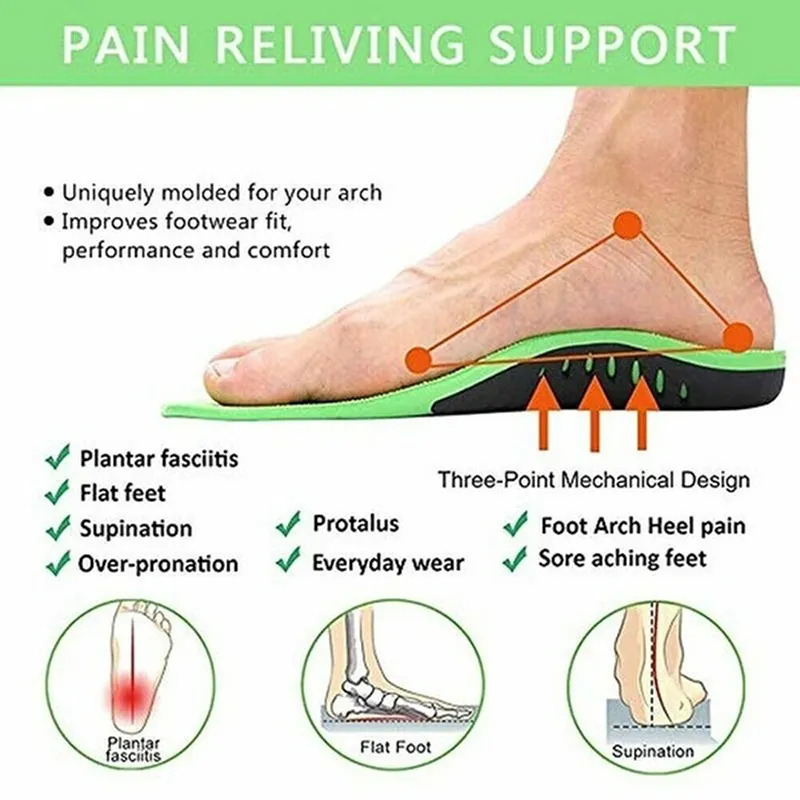 Orthotische inlegzolen platte voet hoge booghak ondersteuning plantaire voeten inzetstukken Pads Gel schoen-pad voor sportmassage 4 seizoenen