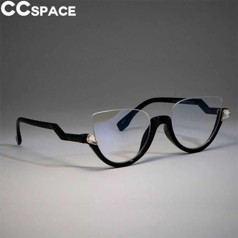 45159 Armações de óculos de olho de gato Estilos de tendências femininas Meia armação Óculos de moda para computador Y0831