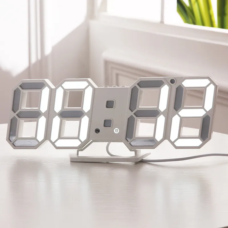 Современный дизайн 3D светодиодные настенные часы цифровые будильники дисплей для дома, гостиной, офиса, стола Night211J