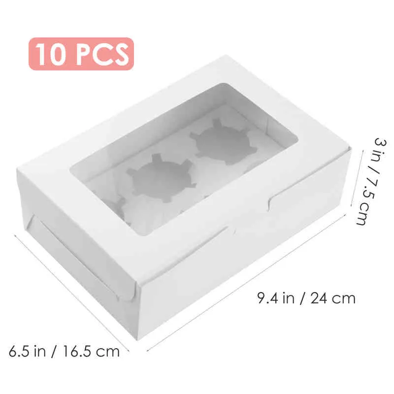 Blanc Carte Papier Boîtes À Cupcake Et Emballage Cuisson Muffin Boîtes Petits Inserts Porte-Gâteau Cookie Coffrets Cadeaux Party Favors H1231