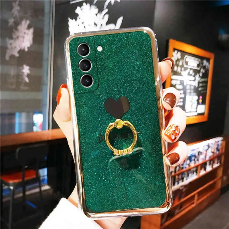 Coques pour téléphones portables avec amour, coque souple, support de bague, convient pour Samsung S21, S20, S10, S9, S8 Plus, A51, A71, A21, A50, Note 20.