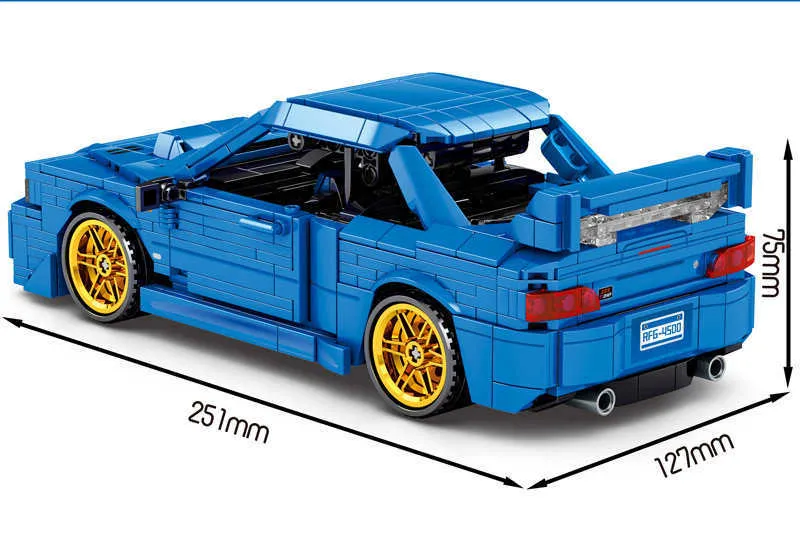 Technischer klassischer Sportwagen SUBARU WRX STI 22B Bausteinmodell Zurückziehbares Fahrzeug Ziegel Spielzeugkollektion FÜR Jungen GESCHENKE H0917