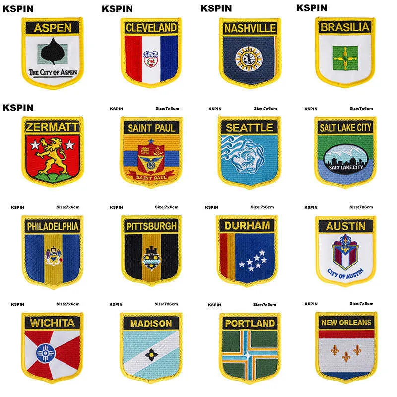 U.S.A Shield Forma Bandeira Patches North Dakota Hawaii Mississippi Pensilvânia Nova Iorque Connecticut Maine Maine Nova Jersey Delaware