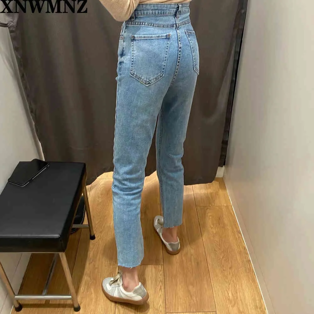 Moda Damska Kobiety Kobiecy Damal Slim Fit Hi-Rise Jeans High Wasit Eleganckie Lekko Rozciągliwe Seamless Hems Zip Fly Pant 210520