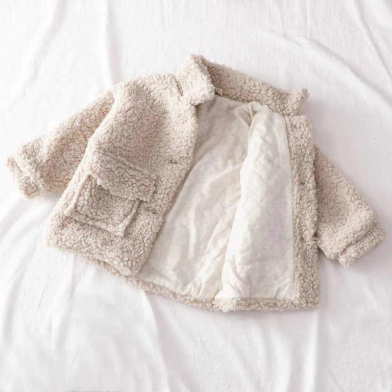 Mode Bébé Fille Garçon Veste D'hiver Épaisse Laine D'agneau Infant Toddler Enfant Chaud Mouton Comme Manteau Outwear Coton 1-8Y 211011