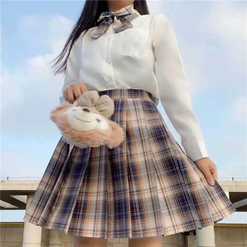 Harajuku JK Uniform Pleated Skirts Summer Korean Japanese Style Women High Waist Girls Sweet Ladies Sexy Dance Plaid Mini Skirt 210621