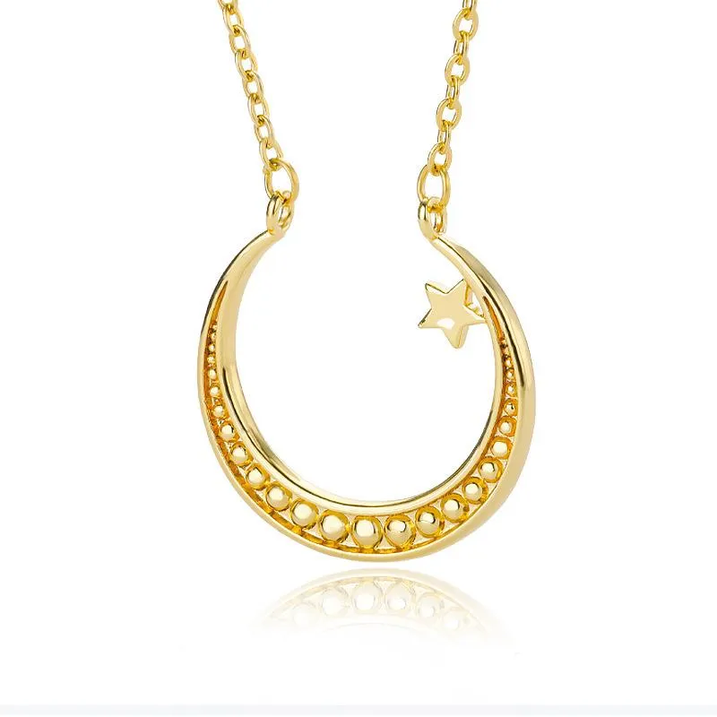 Collane a sospensione Vintage Big Sun and Moon Collana in acciaio inossidabile Boho Charm Celestial Dainty for Women Collier Femme Bff Jewelr251c