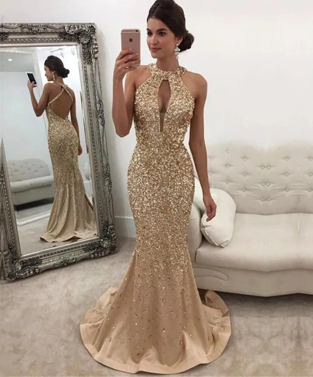 2021 Rose Gold Prom Dress Mermaid Formal Party Ball Gown Long Sleeve Afraic Girl Green Evening Dresses Deep Pageant Drseses Custom1053967