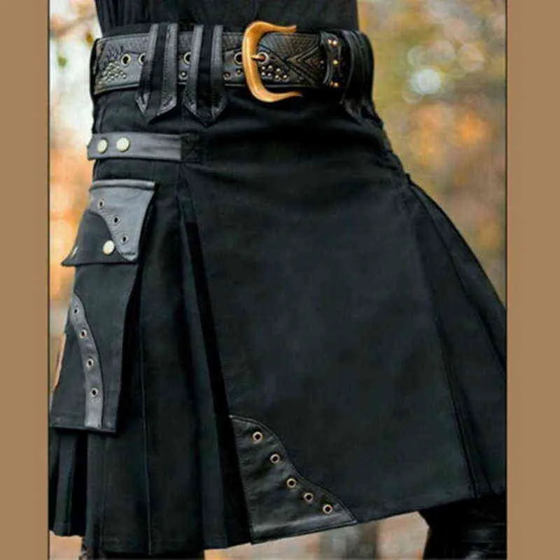 2020 New Scottish Mens Kilt Traditional Skirt Metal Classic Retro Traditional Personality Kilts Check Pattern Skirts H1210