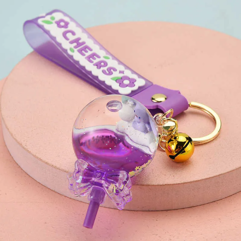 Huile liquide sucette porte-clés mode fille coeur mignon porte-clés sac pendentif bijoux créatifs accessoires G1019