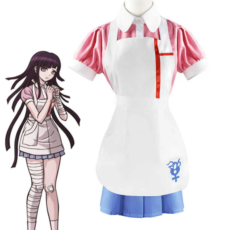 Danganronpa Mikan Tsumiki Cosplay Costume Halloween Carnaval Ultime Infirmière Drôle Café Maid Uniforme Pour Les Femmes Y0913