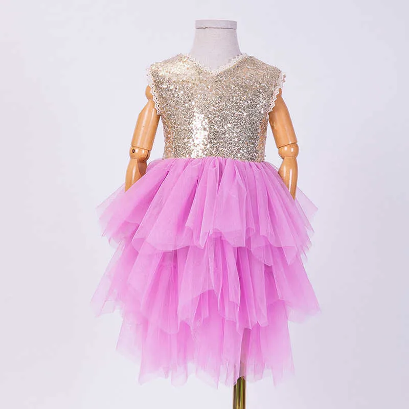 Toddler Girls Princess Party Dress for Kids Lovely Sequins Tutu Gown Barn Födelsedag Vestido Kläder 210529