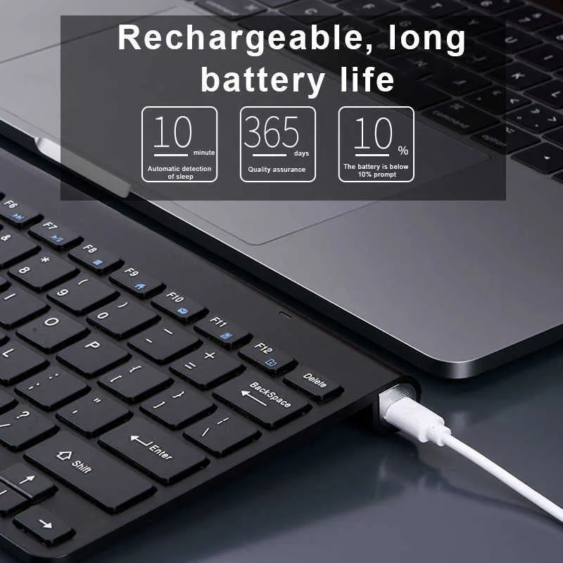 Мини-беспроводная перезаряжаемая клавиатура и мышь с USB-приемником, водонепроницаемая 24 ГГц для ноутбука Mac Apple PC Компьютер 216414397