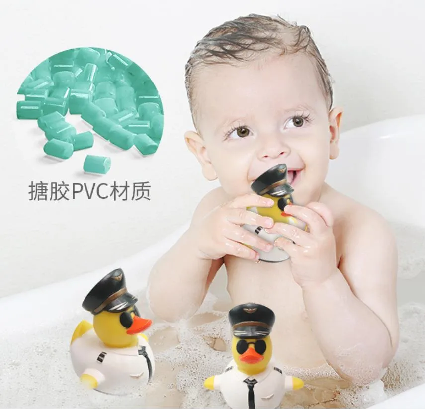 Anatra da bagno giocattolo doccia acqua galleggiante stile pilota creativo gomma bambino giocattoli divertenti novità regalo