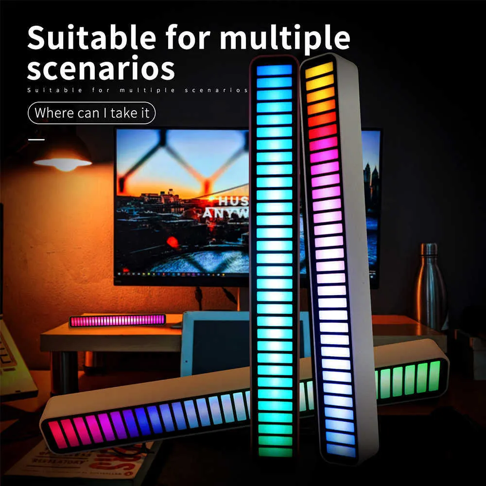 Bil LED -stånglampor Rhythm Light Multicolor Music Sound Control Atmosphere LED Strip Home RGB Colorful Tube Ambient Light Decor1989574