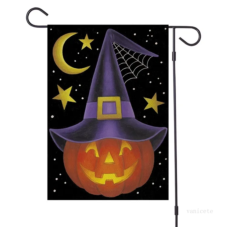 Drapeaux de bannière 47 * 32 cm Drapeau de jardin d'Halloween drapeau de cour en lin décoration d'Halloween 7 fournitures de fête de style T2I52379 / par mer