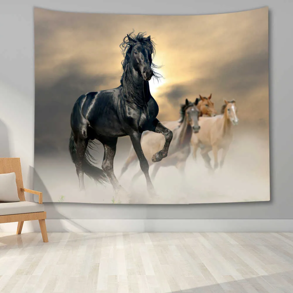 Pentium Horse 3D Imprimer Tenture murale Tapisserie Polyester Tissu Décor à la maison Tapis mural Tapis Tapisserie suspendue 210609