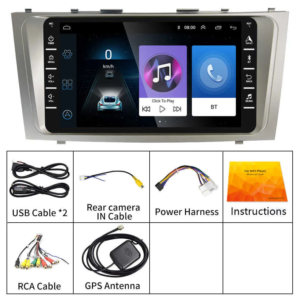 2Din Android 9 1 GPS Navigatie Auto Radio 8 ''Multimedia Speler Voor 2008 2009 2010 2011 Toyota Camry Met spiegel link285K