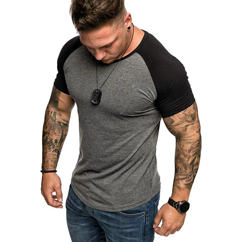 カジュアルソリッドカラー半袖Tシャツ男性夏の高品質ラグランTシャツファッションヒップホップトップティーシンプルスタイルの空白のシャツ