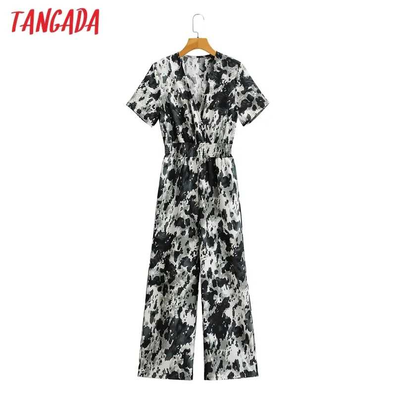 Manica corta estiva in chiffon con stampa tie-dye da donna con tuta casual femminile tagliata 1F101 210416