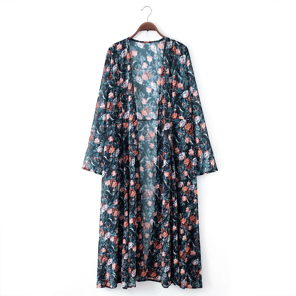 BOHO Baskılı Şifon Mayo Kapak-UPS Artı Boyutu Plaj Kadınlar Için Kimono Elbise Tunik Giymek Yaz Mayo Kapak Up A830 210420