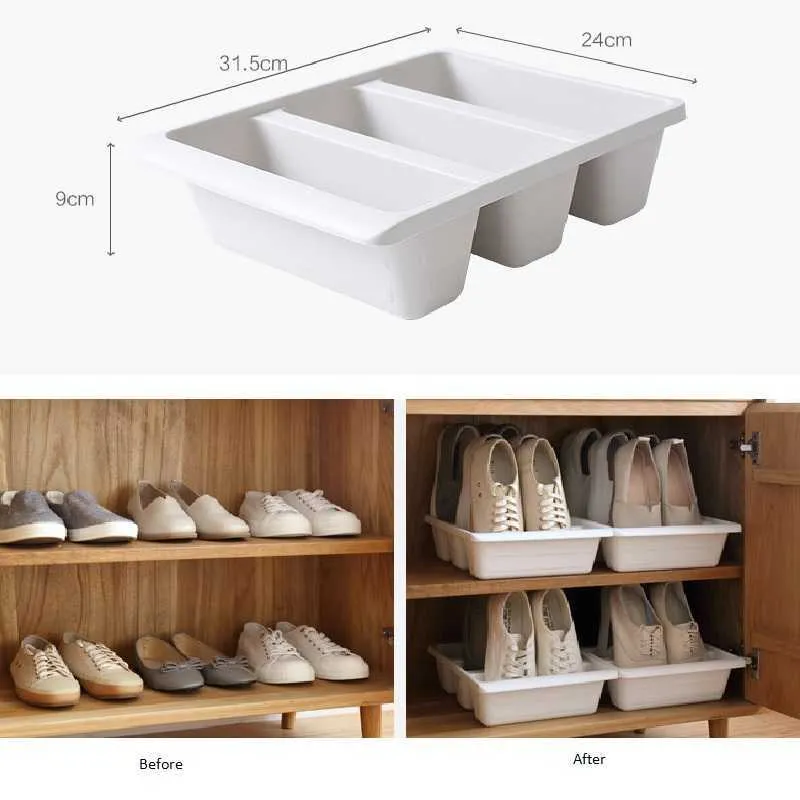 WBBOOMING Home Three Shoes Racks Caja de almacenamiento de zapatos japonesa de plástico Organizador de ahorro de espacio Armarios Contenedor creativo 210922