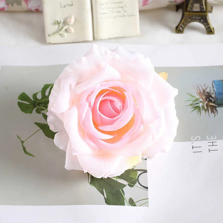 30 teile/los 12 CM Große Künstliche Weiße Rose Seidenblumenköpfe DIY Hochzeit Dekoration Kranz Scrapbooking Handwerk Gefälschte Blumen 210624