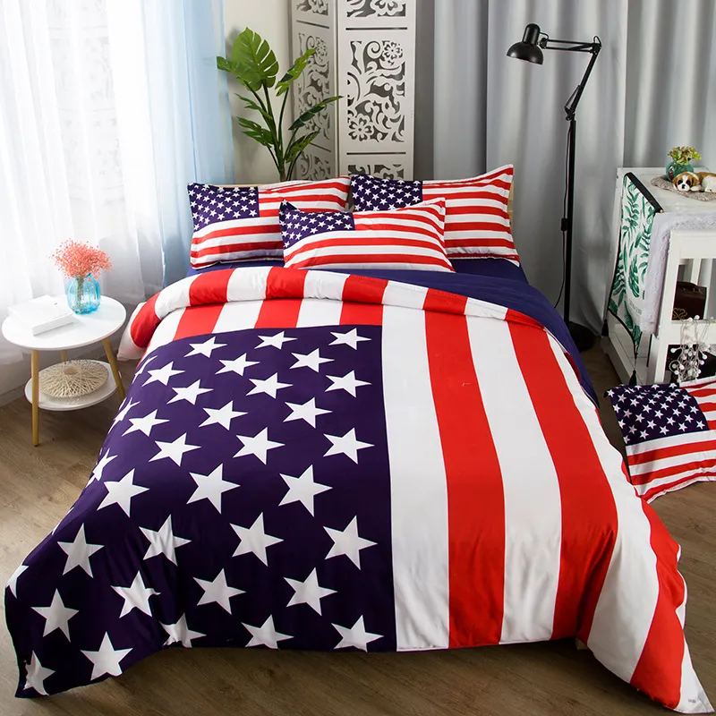 king size american flag bedding set single double full usa bed sheet quilt cover pillowcase 3/home decor 5