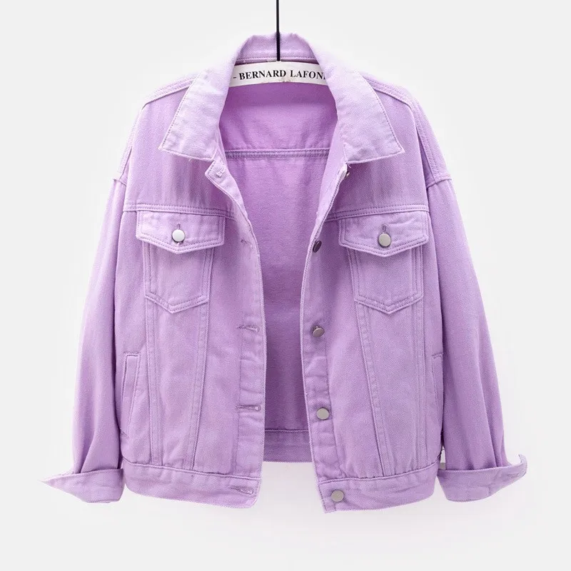 Plus Size Denim Jacket Women Spring Summer Short Coat Pink Jean Jackets Casual Tops Yellow Loose Outerwear Women's Jackets 210422