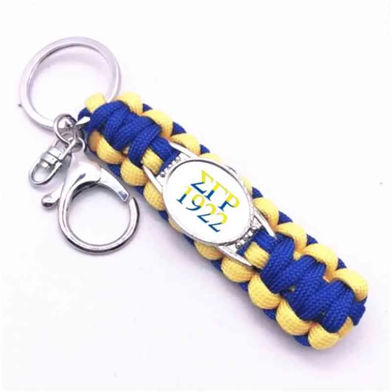 Greek Letters I Love Sigma Gamma Rho Sorority Charm Survival Paracord chain & ring For Man Woman Key Car Bag 