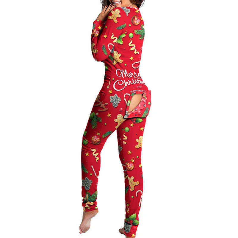 Automne Femmes Home Wear Joyeux Noël Sexy V-Col V-Cou Femme Hiver Full Sleeve Femme Sleep Lounge Pyjama Ensembles C3267 211215