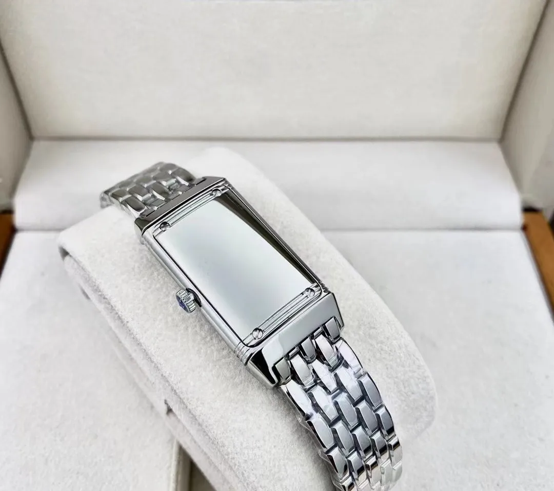 Mais novo pequeno 23x39mm relógio feminino reverso ultrafino amantes casar aço inoxidável vintage senhora edição quartzo alta qualidade menina wat240n