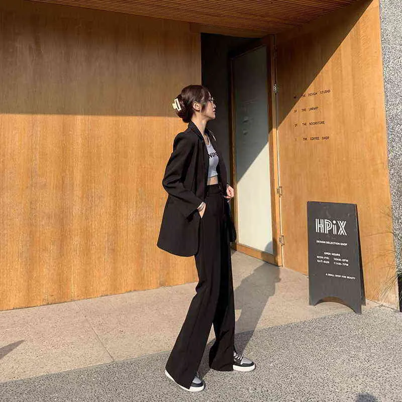 Joolove Vintage Długie Spodnie Flare Kobiety Koreański Streetwear Sexy Wysokiej Talii Spodnie Lady Casual Front Split Bell Dolny Długi Pant 211216