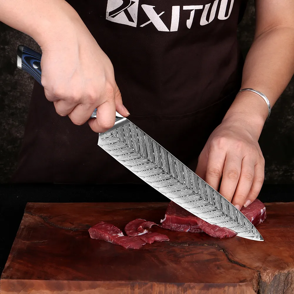 XITUO di alta qualità da 8 pollici Eamascus Chef Lnife Aus10 in acciaio inossidabile cucina lnife giapponese santoku Cleaver Cleaver Affetta Lnife259D