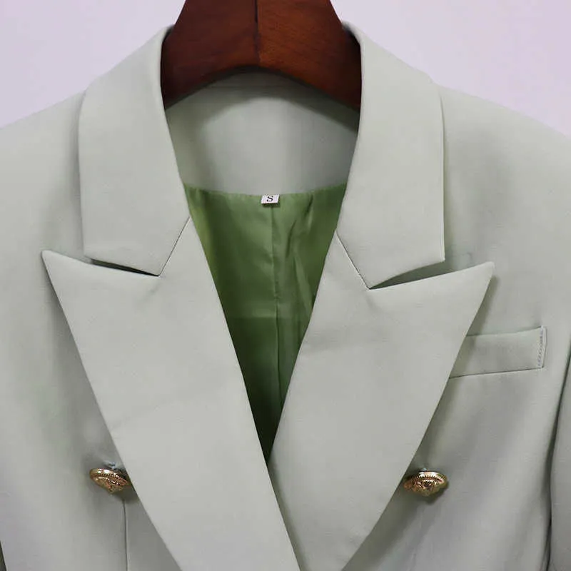 Hoogwaardige temperament damesjas Kantoor Herfst en Winter Double-Breasted Ladies Blazer Professional Suit 210527
